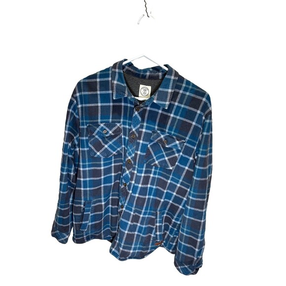 Voyager Shirt Mens Large Flannel Plaid Chore Barn Waffle Knit Thermal Shacket - Picture 1 of 16